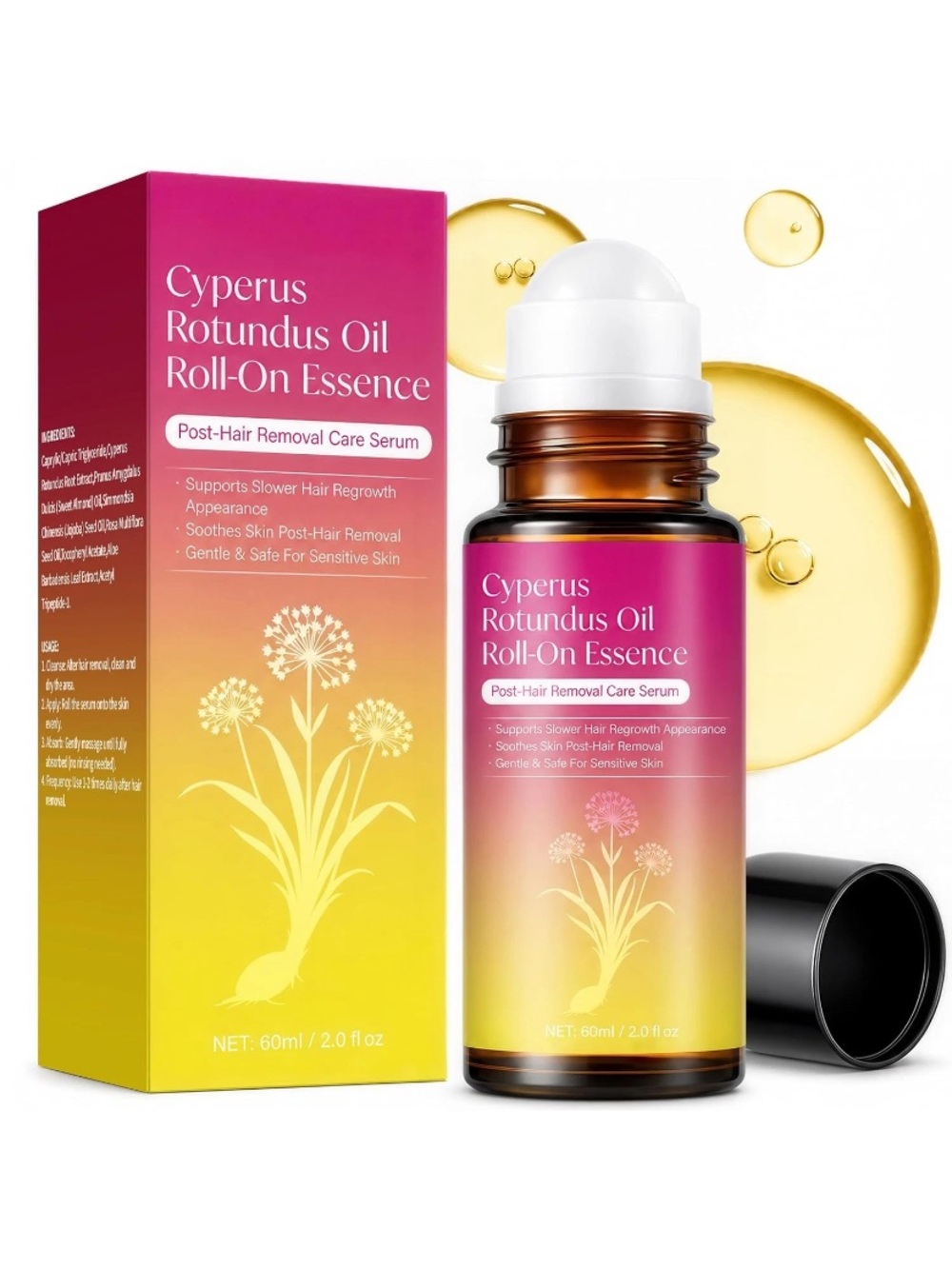 Cyperus Rotundus Oil Serum Roll-On, Natural Cyprus Cypress Oil for Hair Growth
